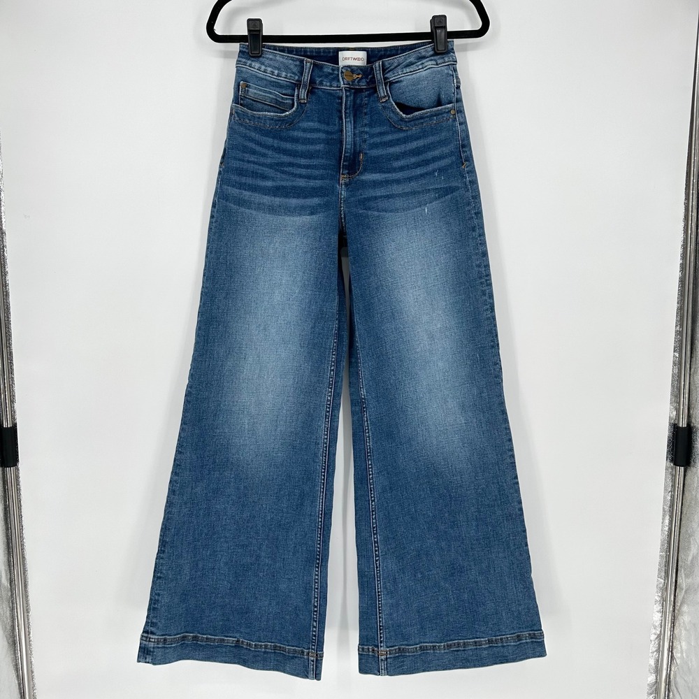 Driftwood Martha Jeans Wide Leg Flare Denim Stretch Chic Casual Women 26x32 Boho